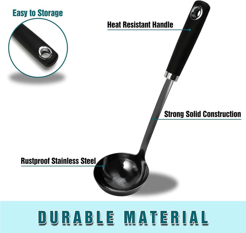 JXWING 12 inch Soup Ladle, Stainless Steel Ladle Spoon, Soup Spoons with Comfortable Handle, Kitchen Utensil for Cooking, Metal Kitchen Accessories - Image 2